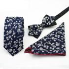 Set Of 3: Printed Neck Tie + Bow Tie + Pocket Square Mz-02 - One Size
