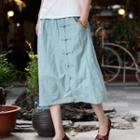 Frog Button Midi Skirt