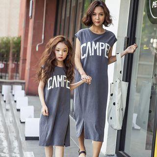Family Matching Sleeveless Lettering Midi Dress
