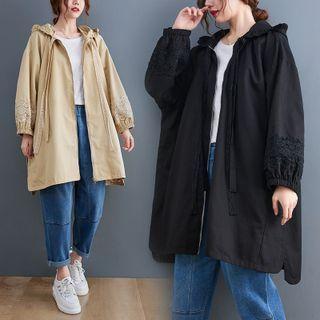 Long-sleeve Lace Panel Hooded Cargo Jacket