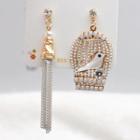Non-matching Rhinestone Bird Fringed Earring As Shown In Figure - One Size
