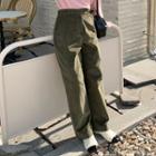 Band-waist Corduroy Straight-leg Pants
