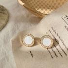 Faux Pearl Round Stud Earring 1 Pair - As Shown In Figure - One Size