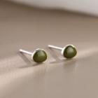 Glaze Sterling Silver Earring 1 Pair - Silver & Green - One Size
