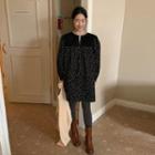 Faux-suede Yoke Floral Dress Black - One Size