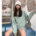 Plain Sweatshirt / Drawstring Shorts / Set