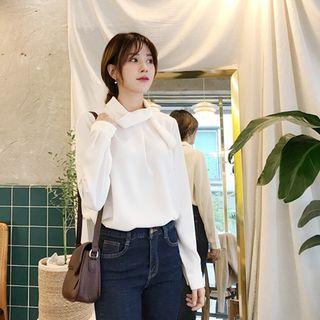 Tie-neck Chiffon Blouse Ivory - One Size