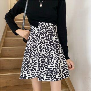 High-waist Leopard Print Skirt