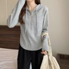 Long-sleeve Hooded Half-zip T-shirt