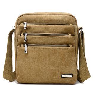 Canvas Triple Zipper Pockets Crossbody Reporter Bag