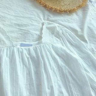 Plain Square-neck Puff-sleeve Top