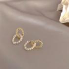 Faux Pearl Interlocking Hoop Dangle Earring 1 Pair - Gold - One Size