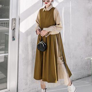 Side Lace-up Midi Pinafore Dress