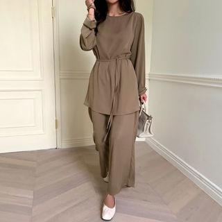 Top & Sash & Pants Matching Set