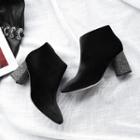 Chunky Heel Square-toe Ankle Boots