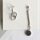 Non-matching Disc & Hoop Dangle Earring 1 Pair - As Shown In Figure - One Size