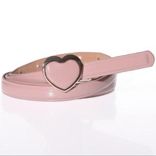 Heart-accent Slim Belt Pink - One Size