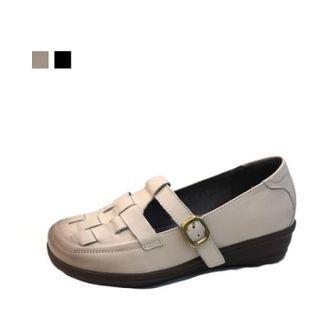 Woven Cowhide Wedge Shoes