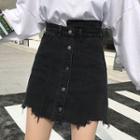 Irregular Denim Pencil Skirt
