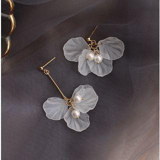 S925 Silver Petal Non-matching Dangle Earring 1 Pair - One Size