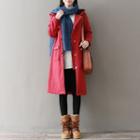 Embroidered Hooded Padded Button Coat