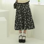 Tiered Floral Maxi Skirt Black - One Size