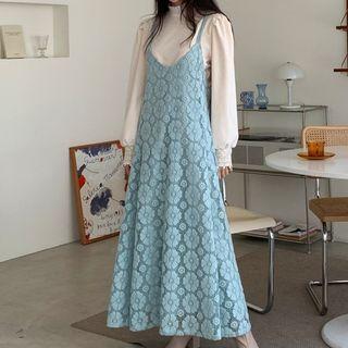 Lace Midi Overall Dress / Blouse / Knit Top