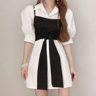 Bow-detail Camisole / Puff-sleeve Shirt Dress
