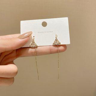 Rhinestone Alloy Dangle Earring E1573 - 1 Pair - Gold - One Size