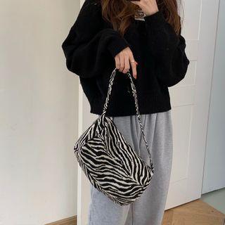 Zebra Print Flap Shoulder Bag Zebra - One Size