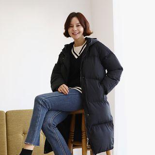 Hooded Padded Zip-up Jacket Black - One Size