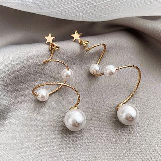 Faux Pearl Swirl Alloy Dangle Earring 1 Pair - As Shown In Figure - One Size