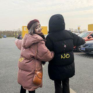 Print Padded Zip Hooded Coat