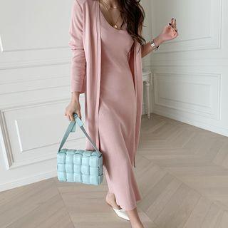 Robe Cardigan & Tank Dress Long Knit Set