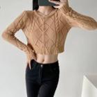 Cable-knit Button-up Crop Cardigan