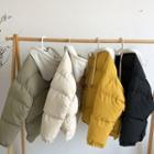 Plain Hooded Long-sleeve Coat