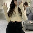 Buttoned Long-sleeve T-shirt As Shown In Figure - One Size