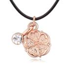 Austrian Crystal Clover Pendant Necklace 1 - 1975 - Rose Gold - One Size