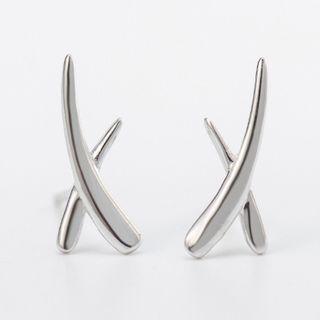 925 Sterling Silver Cross Earring 1 Pair - S925 Silver - Silver - One Size