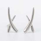 925 Sterling Silver Cross Earring 1 Pair - S925 Silver - Silver - One Size