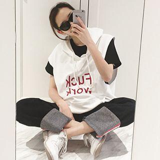 Lettering Sleeveless Hoodie