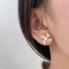 Rhinestone Windmill Stud Earring 1 Pair - 925 Silver - Gold - One Size