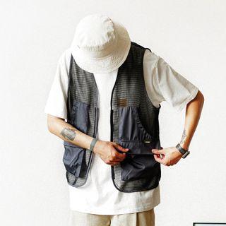 Mesh Panel Zip-up Vest