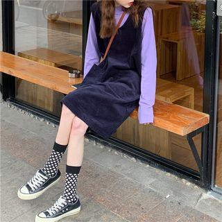 Sleeveless Corduroy Dress / Long-sleeve Plain Top