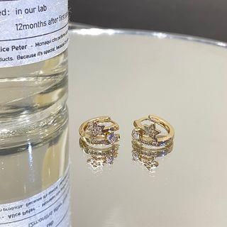 Star Rhinestone Alloy Earring 1 Pair - Silver Rhinestone - Gold - One Size