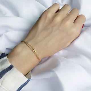 925 Sterling Silver Cross Bracelet Bracelet - 2 Layers - Cross - One Size