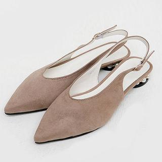 Faux-pearl Trim Pointy Slingback Flats