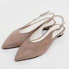 Faux-pearl Trim Pointy Slingback Flats