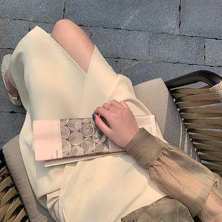 Plain Slit-front Midi A-line Skirt