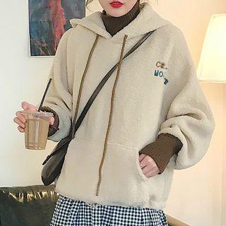 Lettering Turtleneck Panel Hoodie